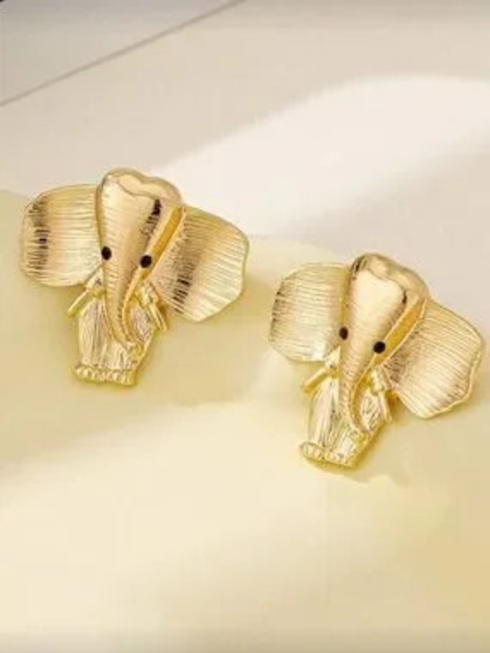 Gold Elephant Head Stud Earrings